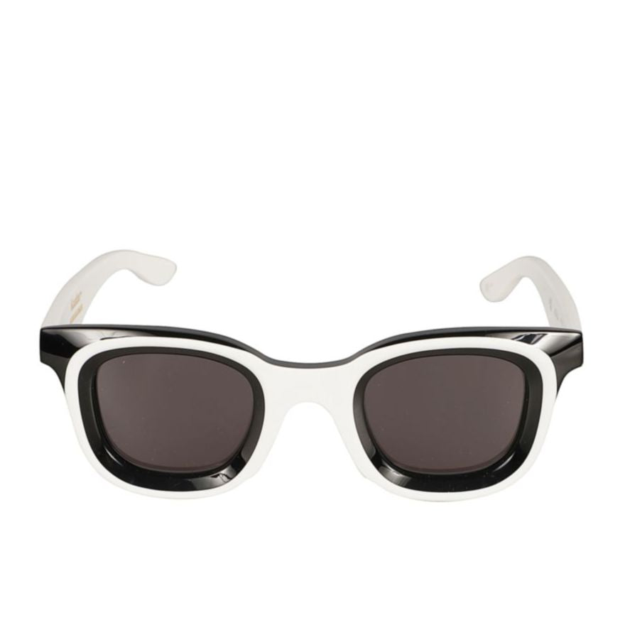 Joya Bold Rectangular Sunglasses with White Temples