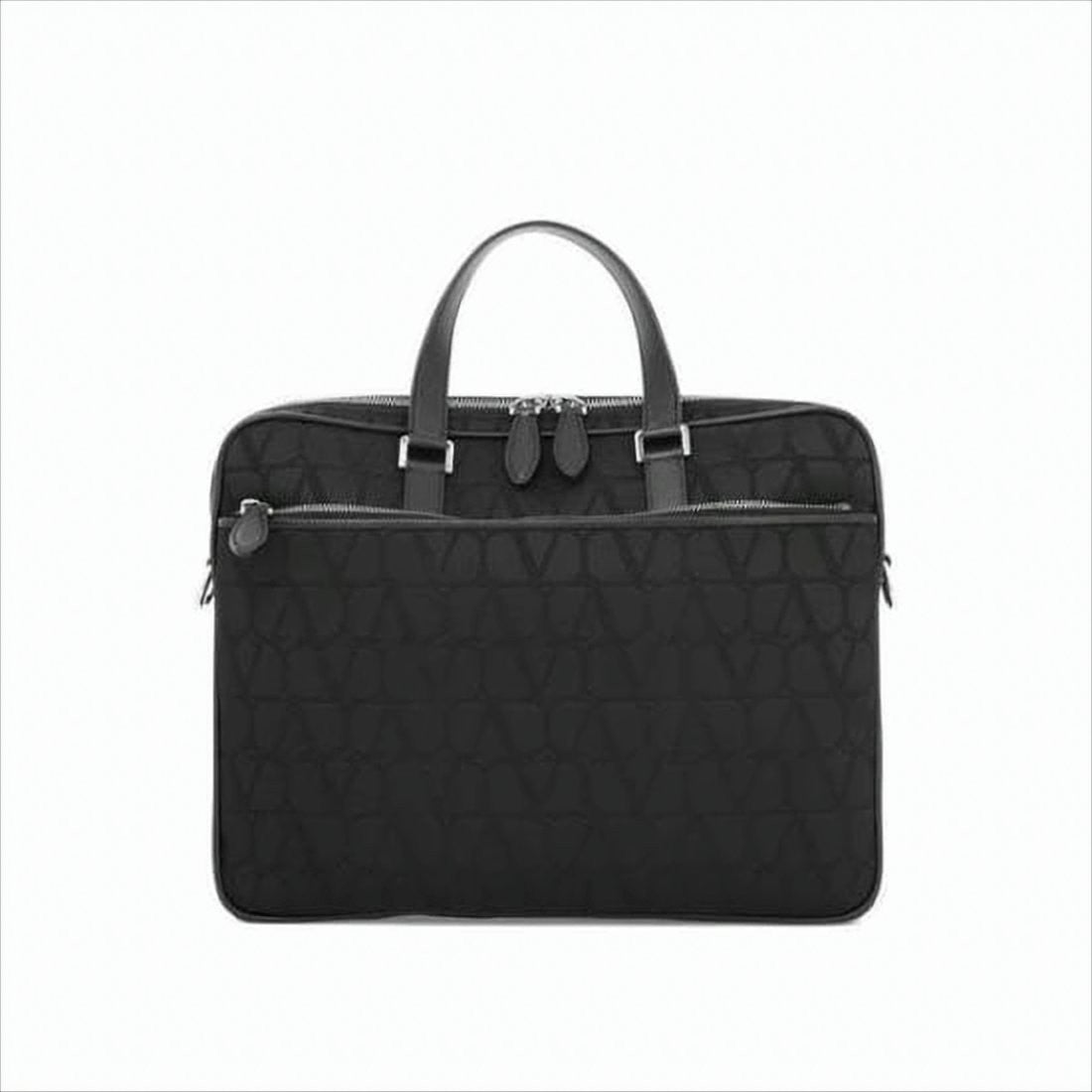 Subtle Embossed Black Leather Tote Bag