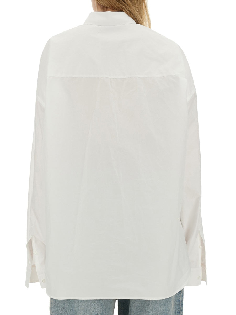 Wrap-Style White Shirt With Oversized Fit