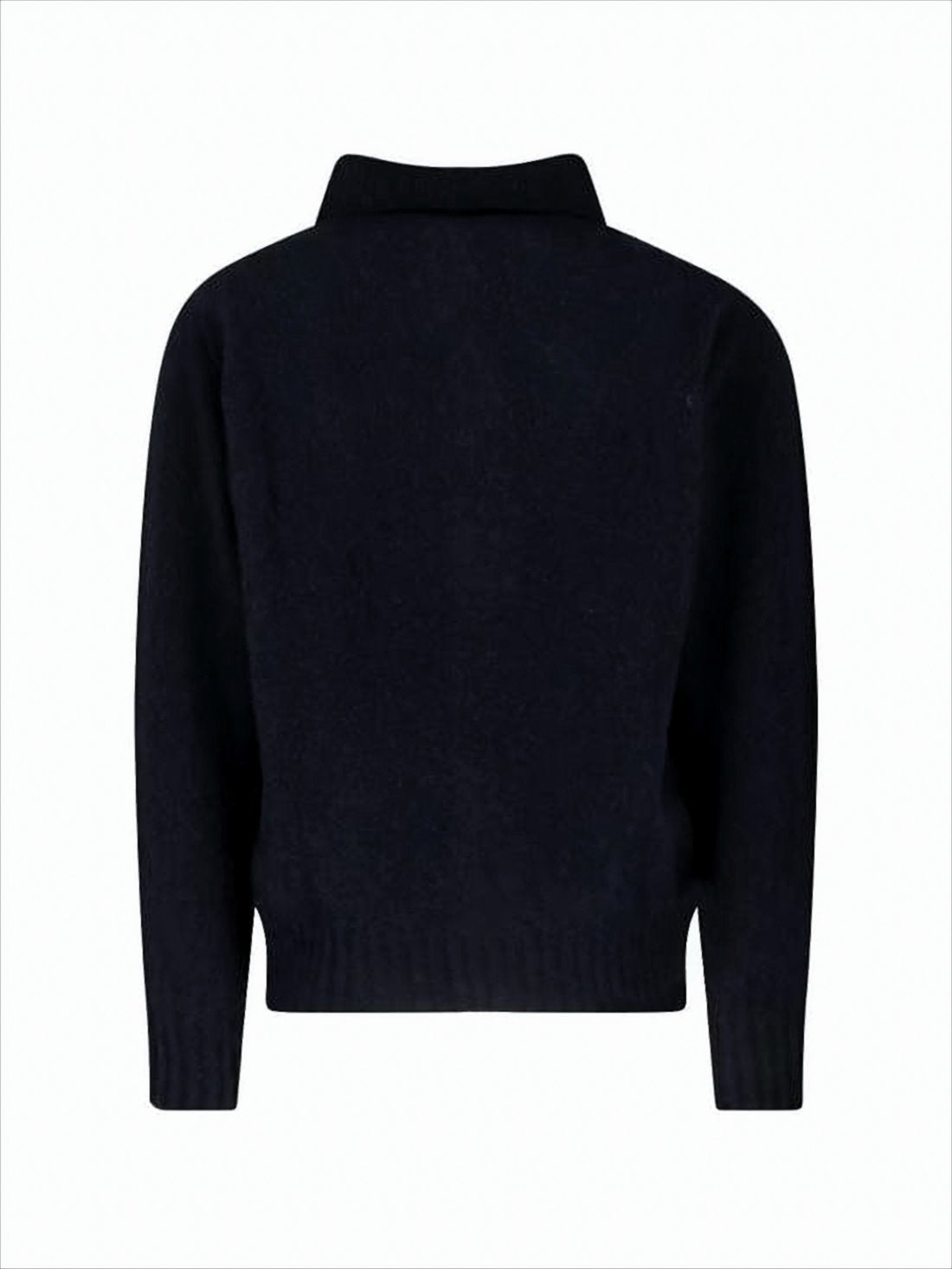 Button-Up Wool Cardigan with Structured Collar