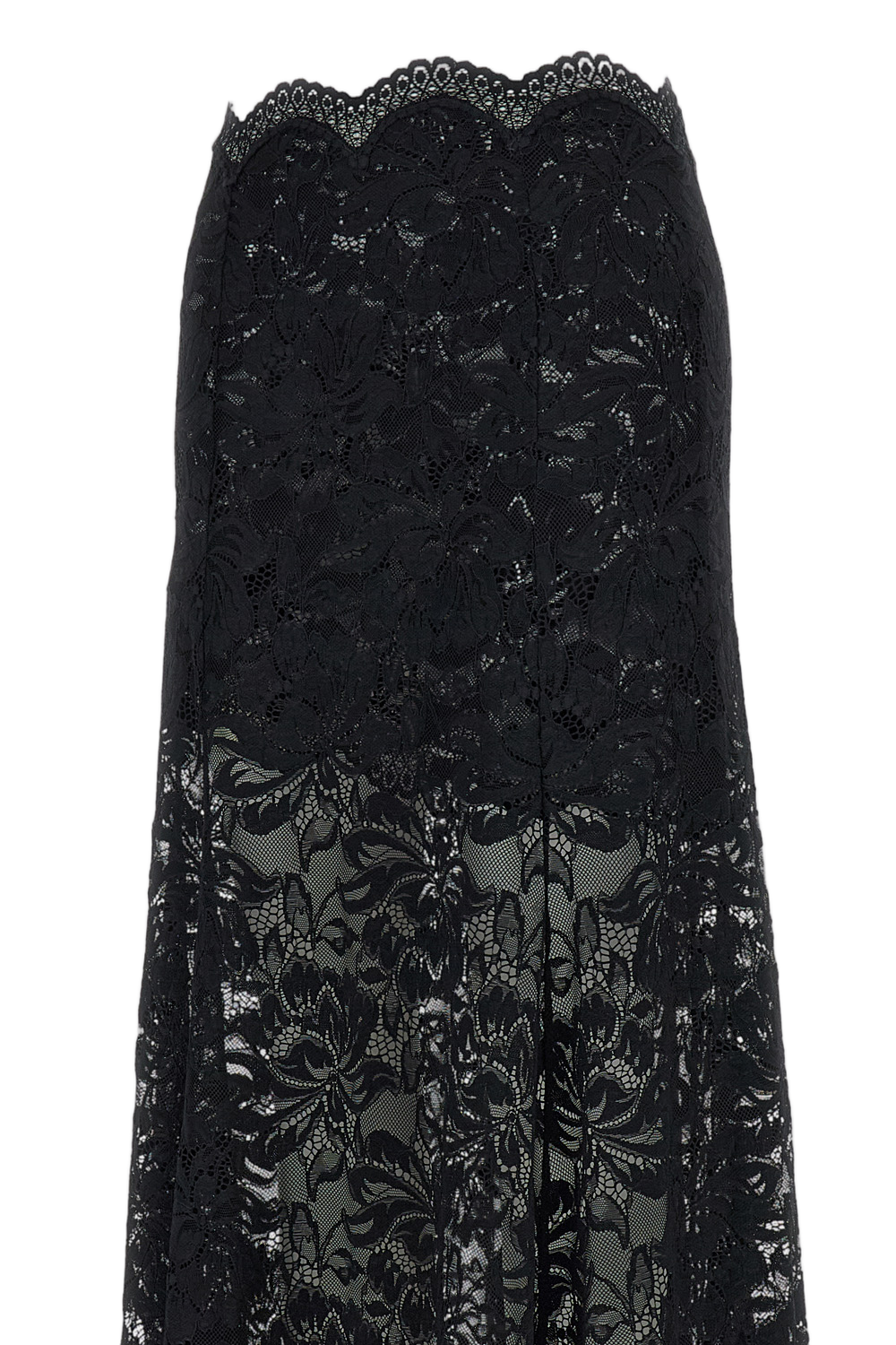 Ankle-Length Midi Skirt With Lace-Worked Pattern
