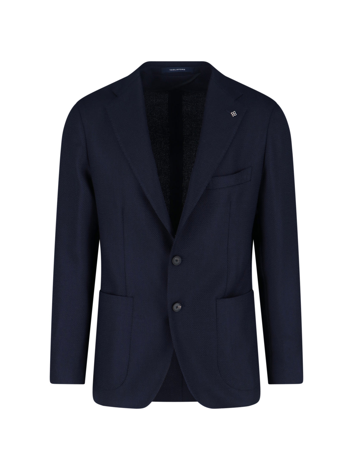 Navy Virgin Wool Single-Breasted Blazer