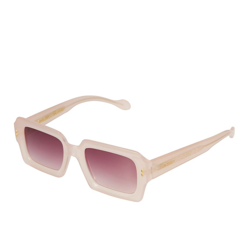Evy Glamour Translucent Blush Pink Rectangular Sunglasses