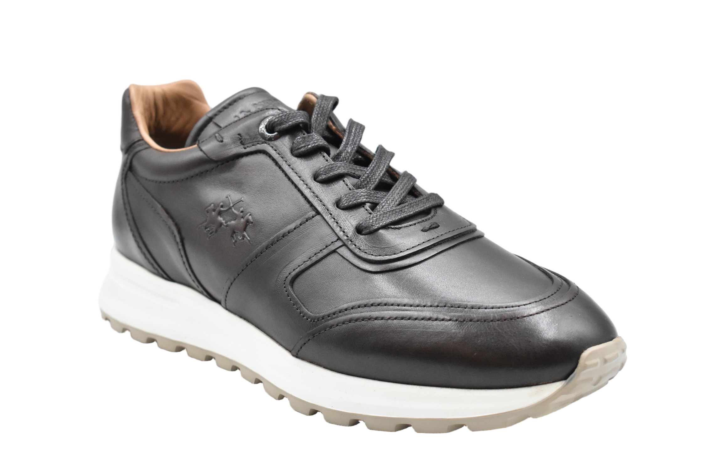 Dark Brown Leather Low-Top Sneakers