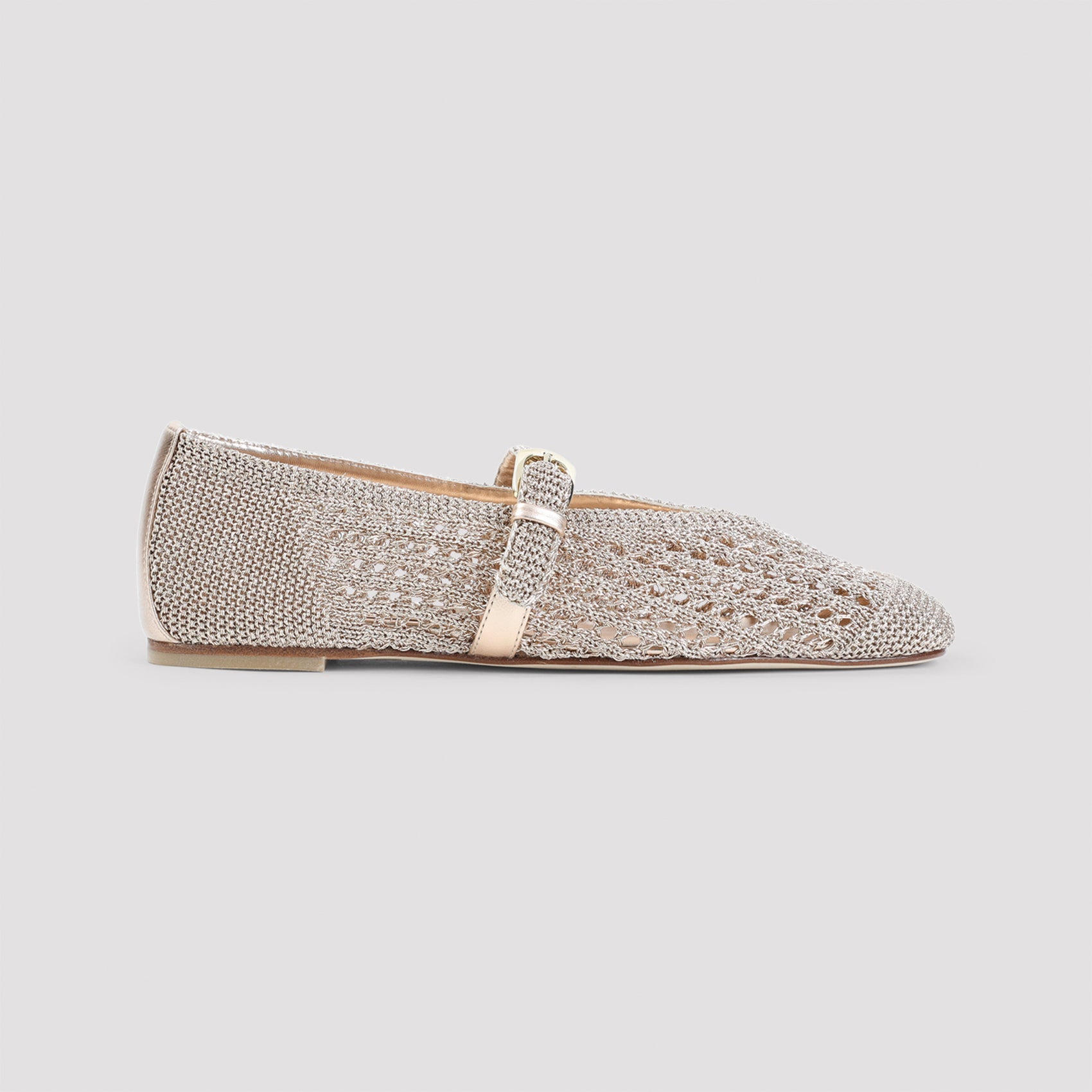 Metallic Mesh Ballerinas with Woven Texture