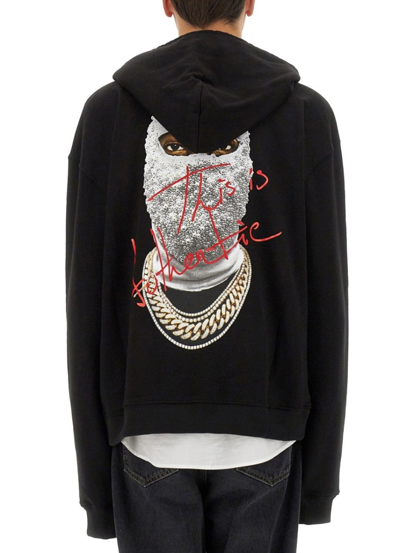 Relaxed Fit Black Hoodie With Graphic Design