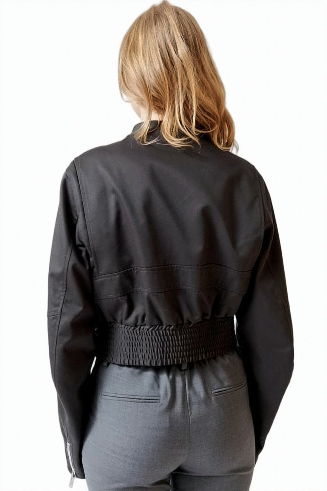 Cropped Bomber Jacket with Minimalist Design