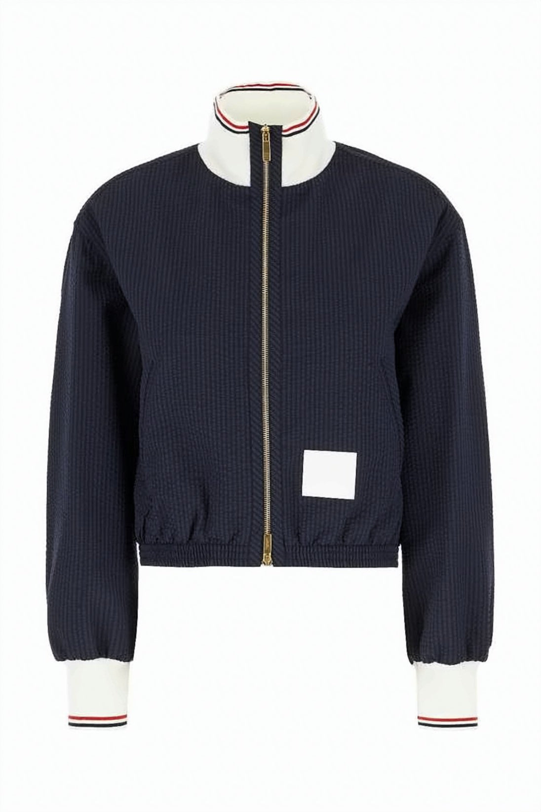 Cropped Navy Jacket with Textured Wool