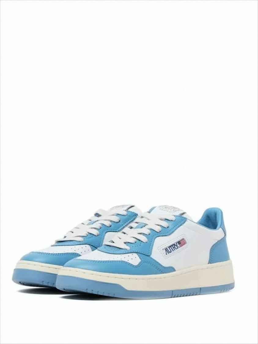 Low-Top Leather Sneakers with Contrasting Overlays