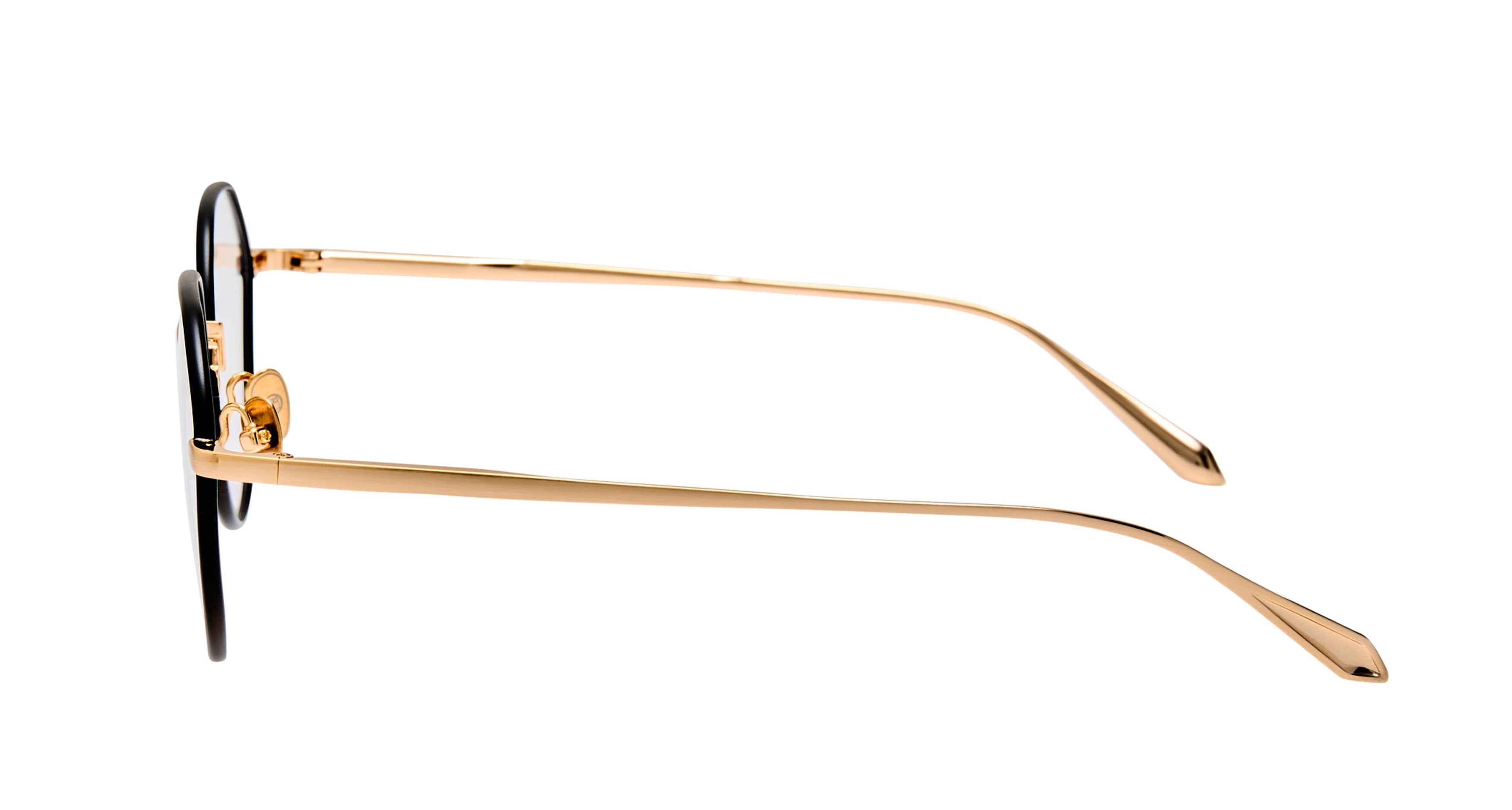Lfl Round Frame Eyeglasses with Gold-tone Titanium Temples