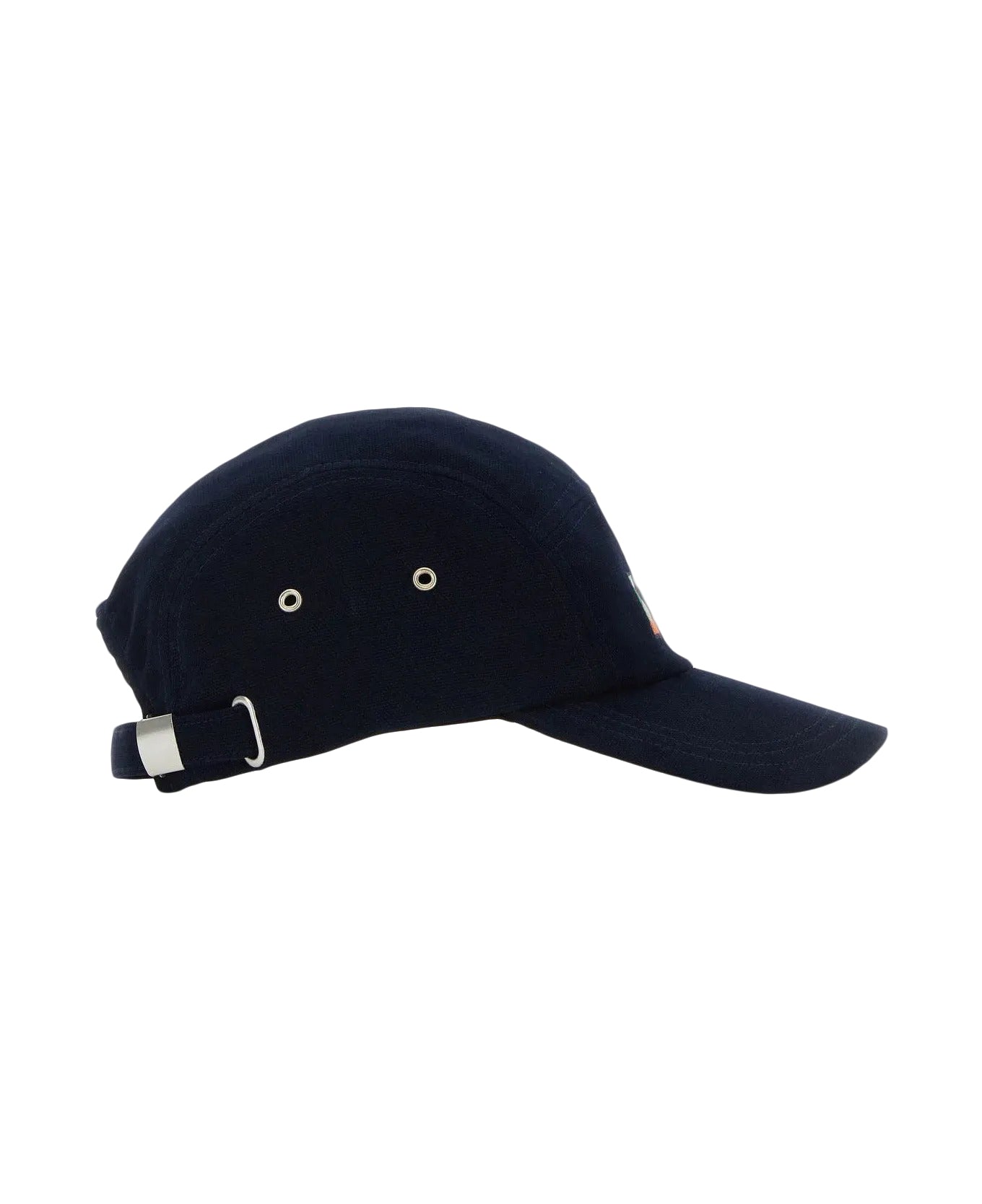 Structured Deep Navy Cap with Geometric Embroidery