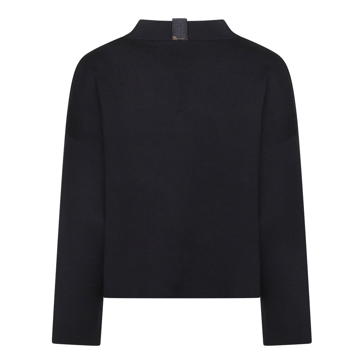 Navy V-Neck Zip Knit Top