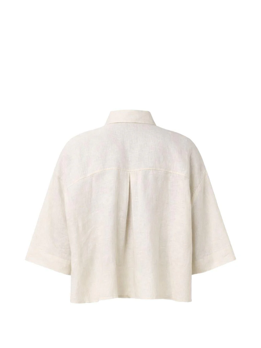 Loose-Fitting Cropped Shirt with Classic Collar