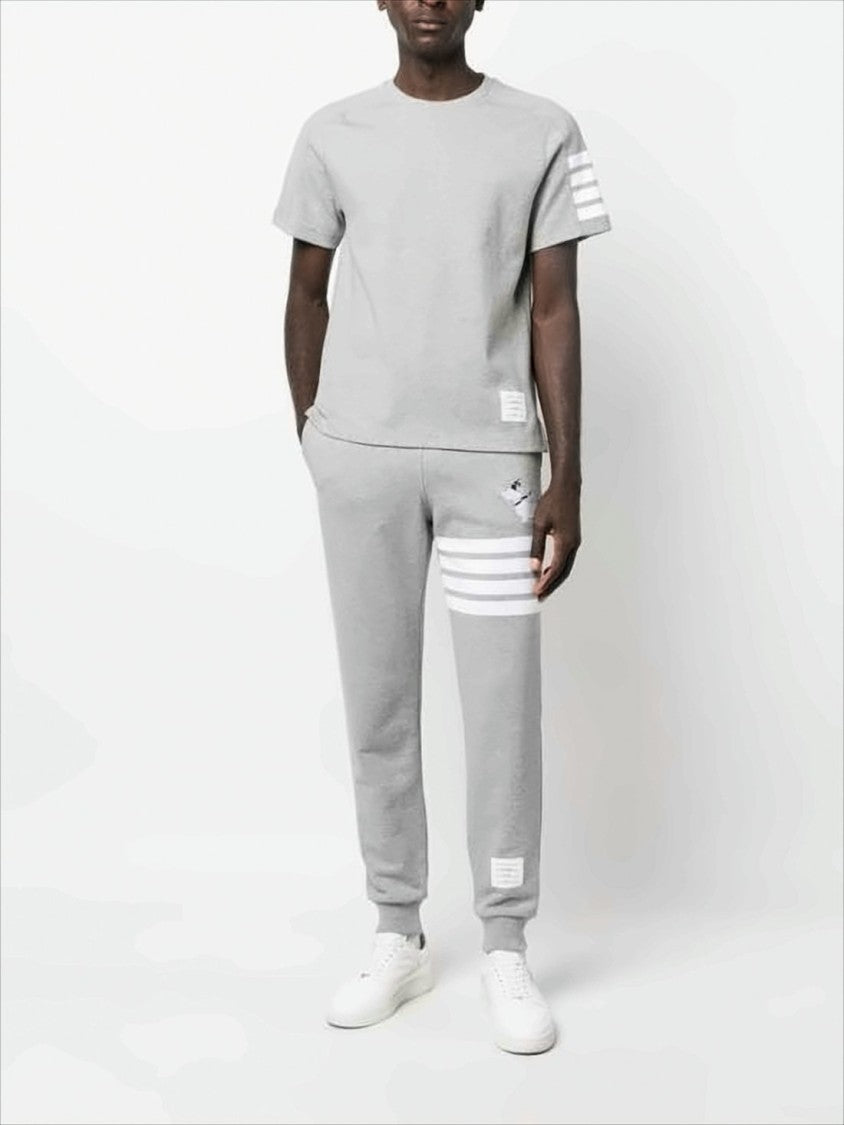Heather Grey Short-Sleeve T-Shirt with Distinctive Stripe Detail