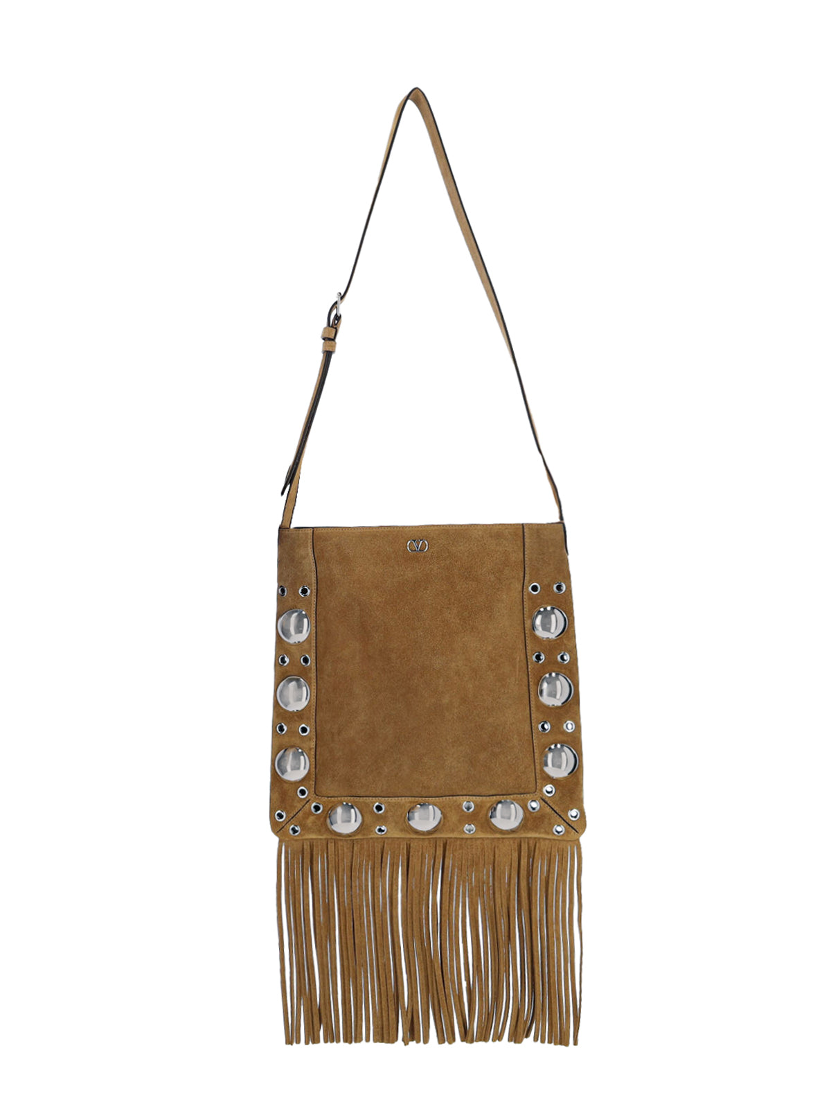 Suede Shoulder Bag with Silver Studs