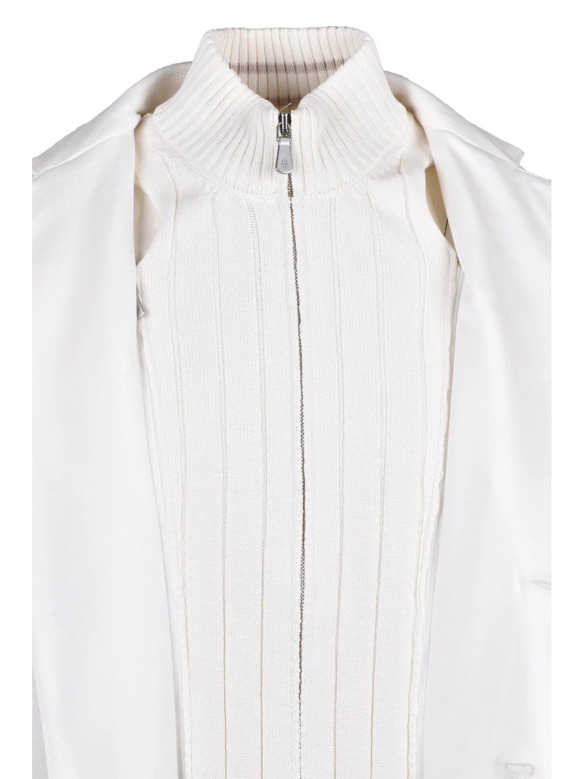 White Cotton Polyester Blazer