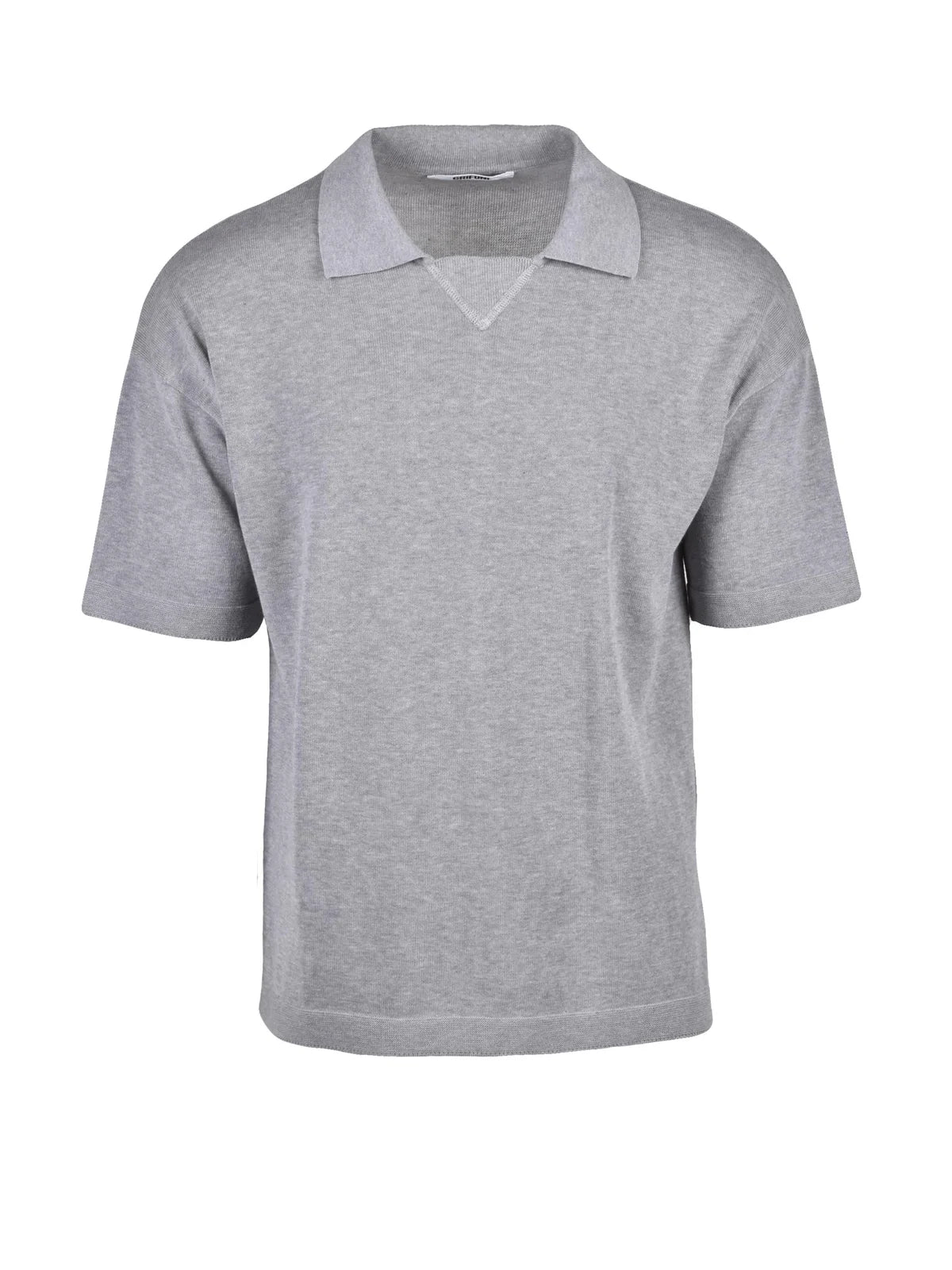 Grey Cotton Knit Polo Shirt