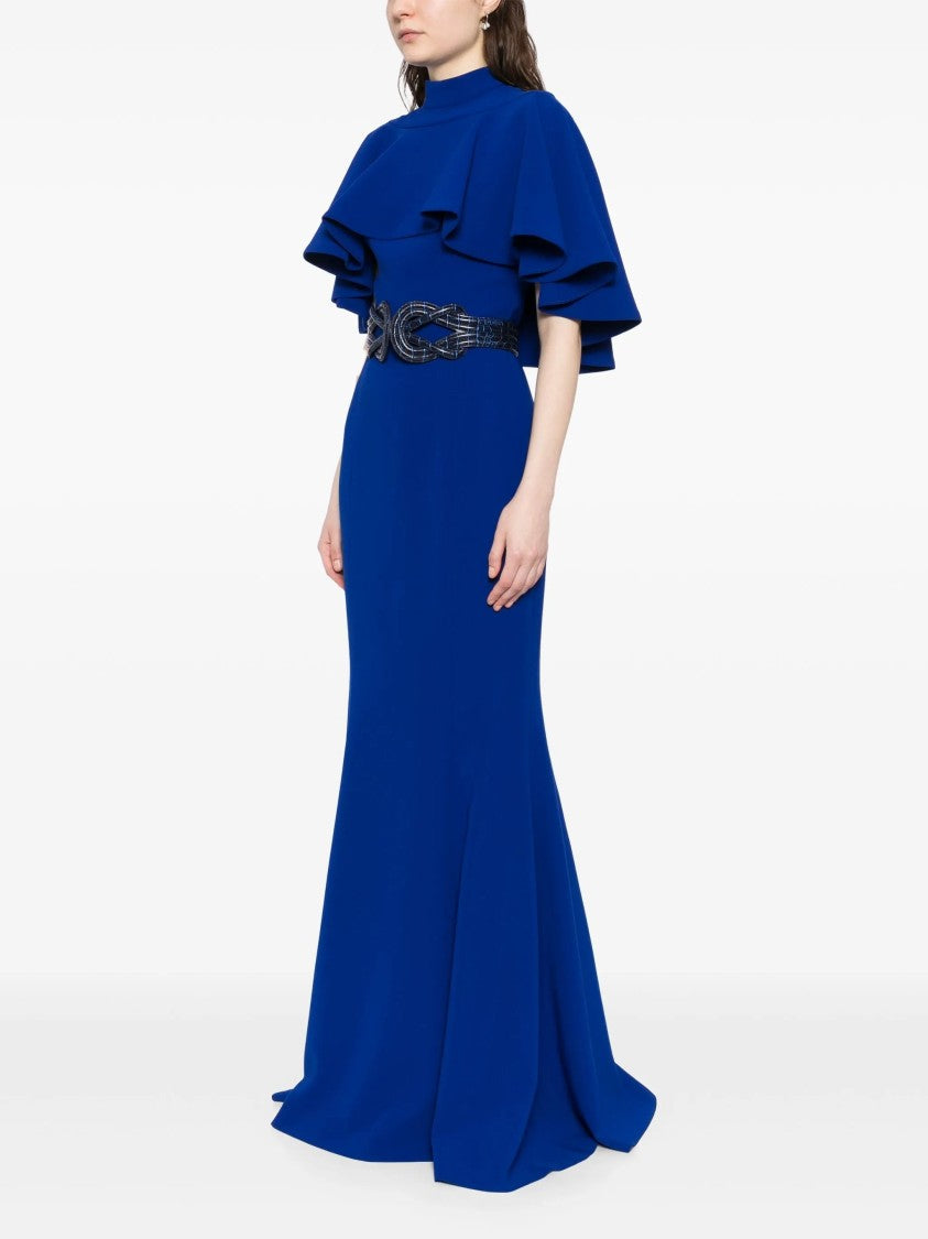 Fitted Crepe Long Dress