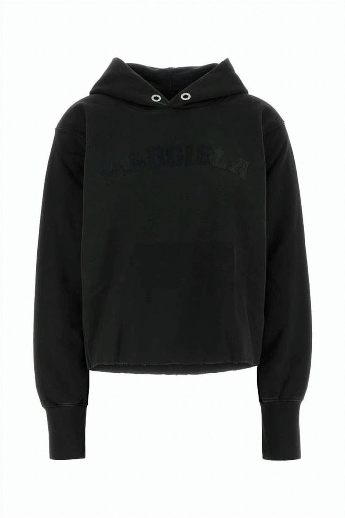 Cropped Black Hoodie with Drawstring