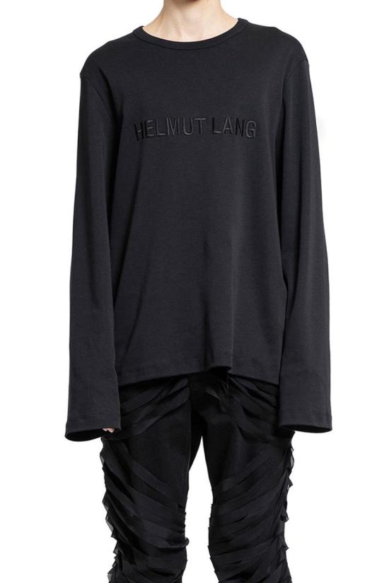 Relaxed-Fit Long-Sleeved T-Shirt with Tonal Embroidery