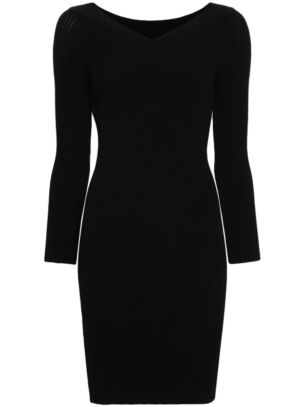 Black Abito Fitted Ribbed Viscose Dress