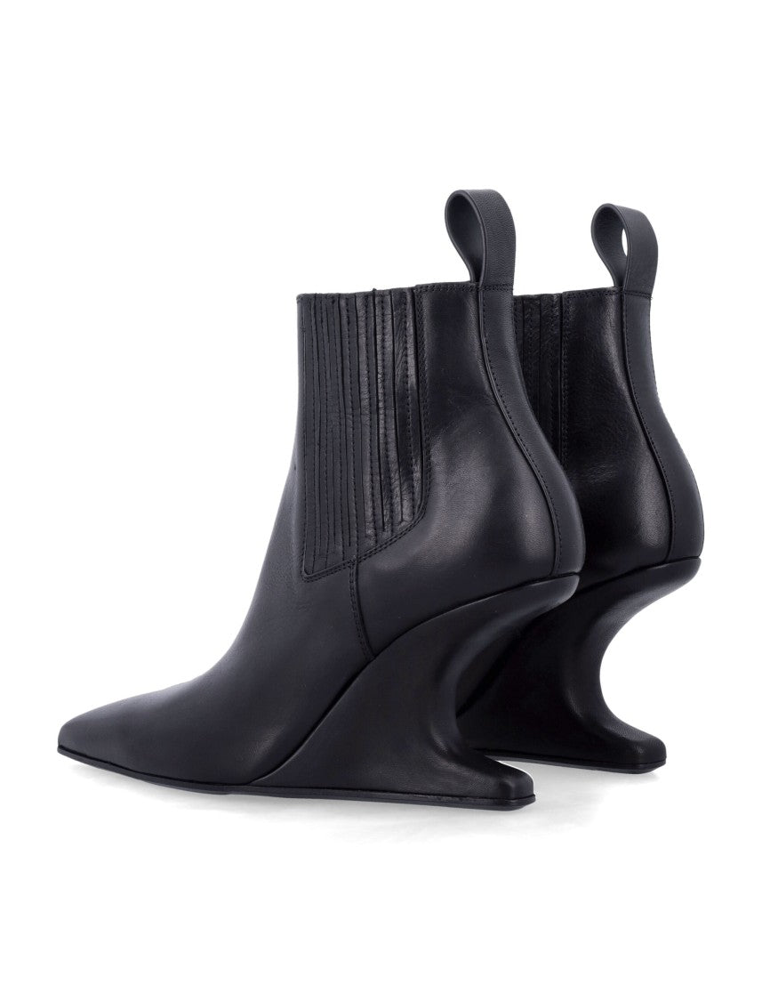 Ankle Sharp Black Washed Calf Leather Boots