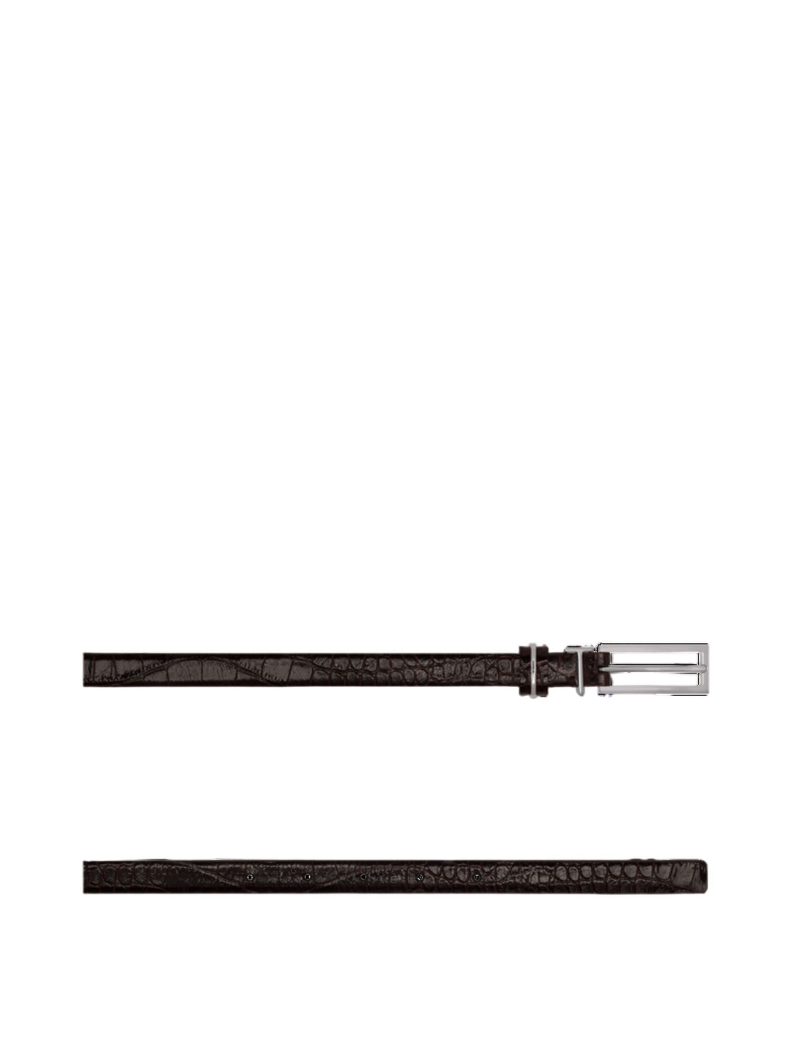 Crocodile-Embossed Calf Leather Belt With Palladium Buckle