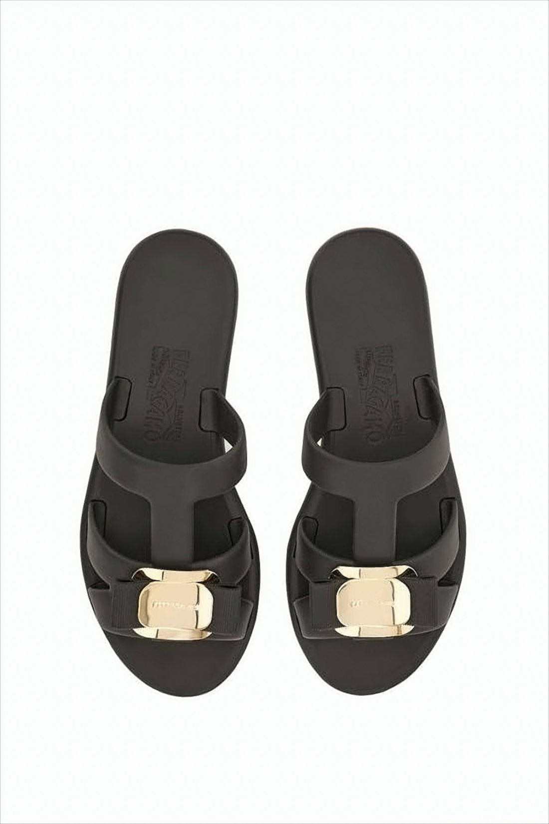 Black Rubber Slip-On Mules
