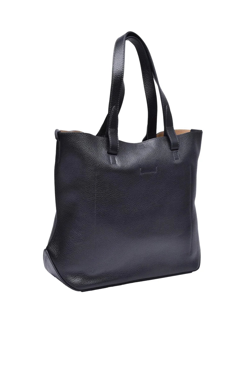Leather Shopper Bag - Black