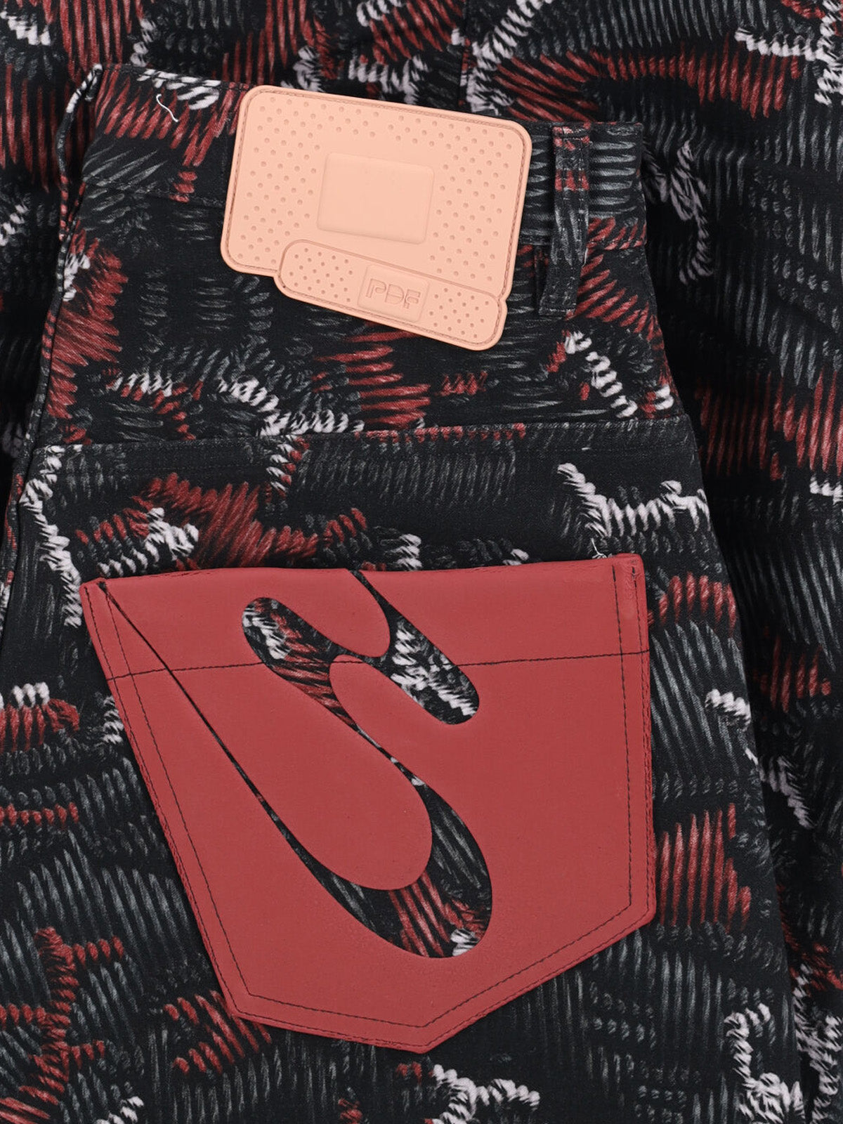 Black Abstract Pattern Wide-Leg Trousers