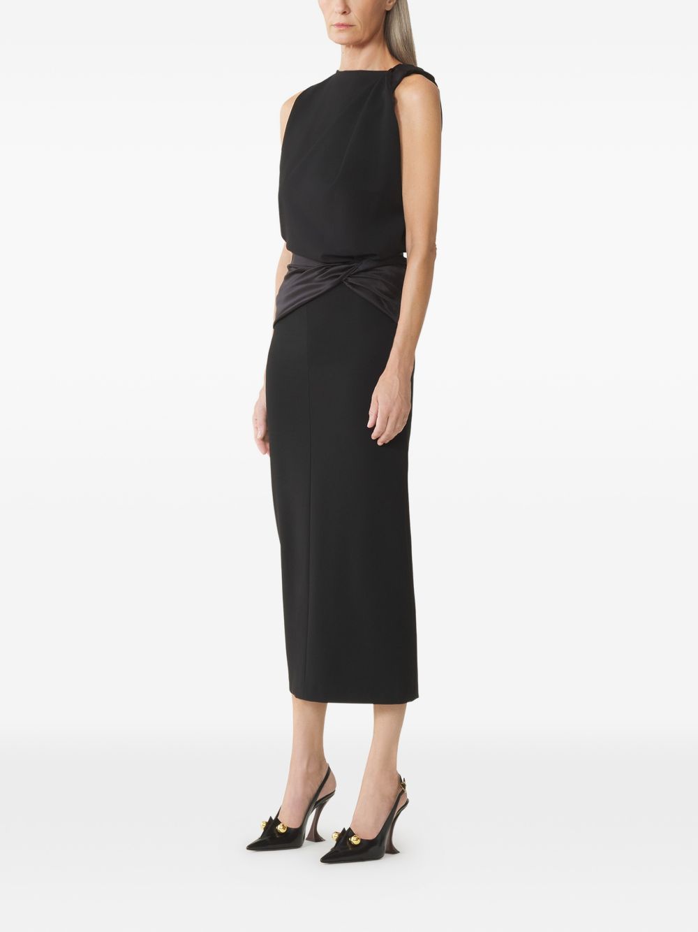 Open Back Midi Dress with Satin Detail