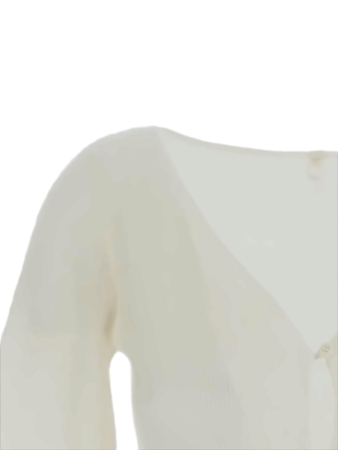 Cropped White Cardigan with Fuzzy Texture