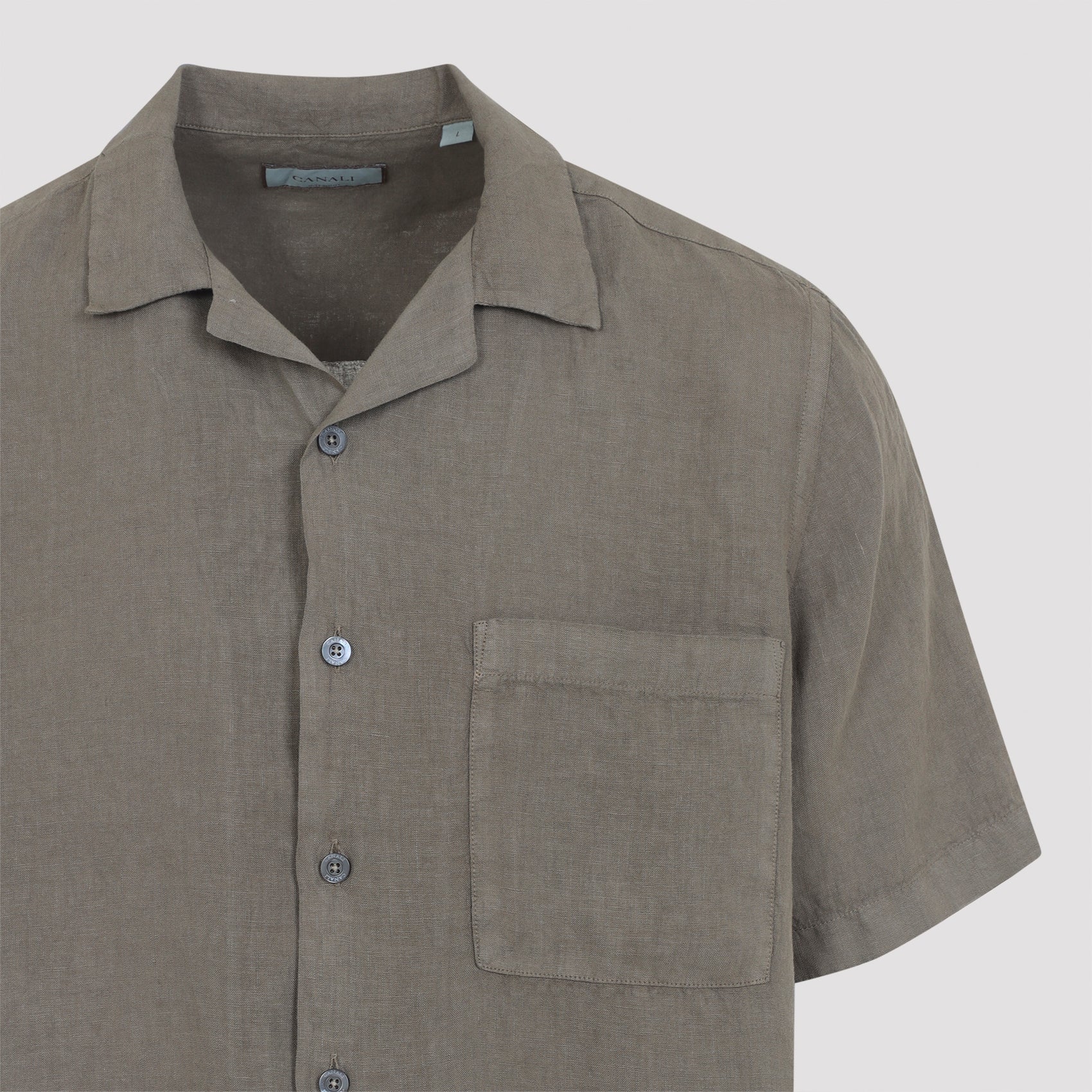 Linen Short-Sleeve Shirt With Classic Collar