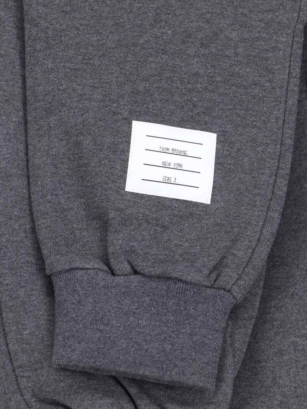 Dark Grey Cotton Sport Pants With Mid-Rise Waist And Signature Stripes