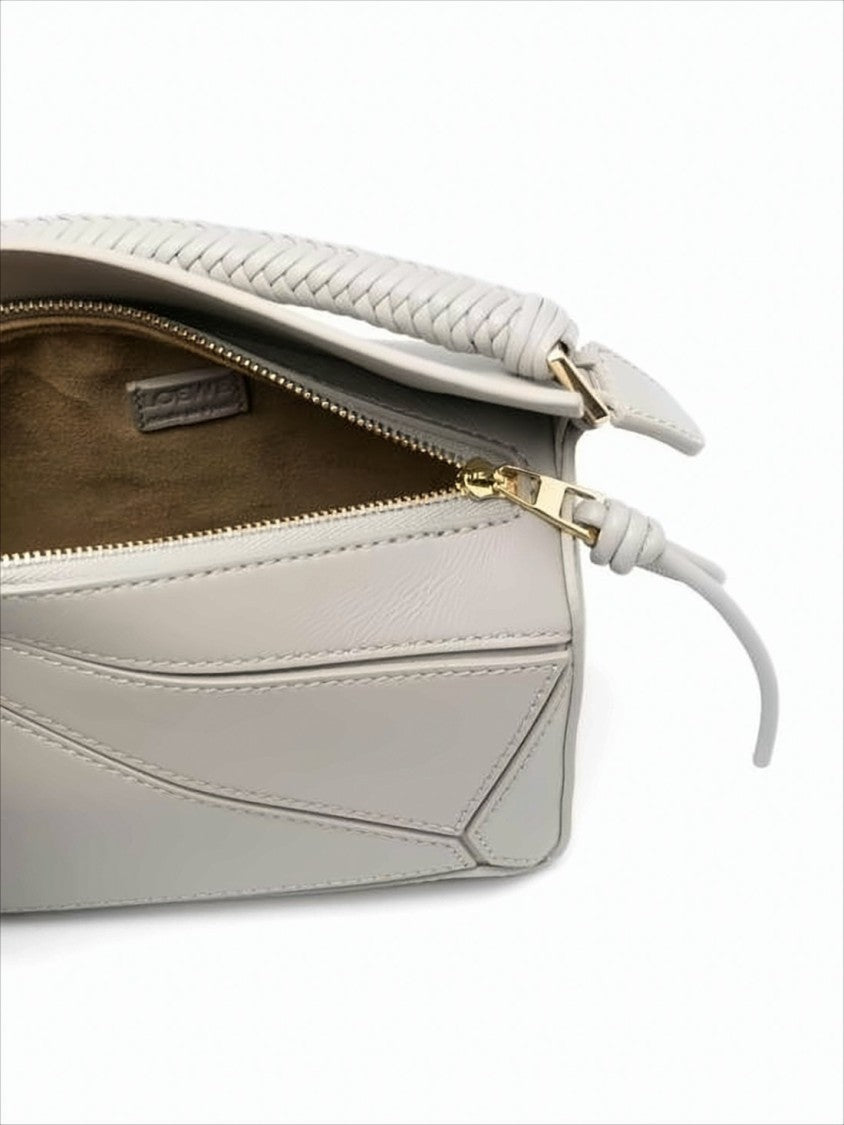 Geometric Structured Tote Bag with Braided Handle
