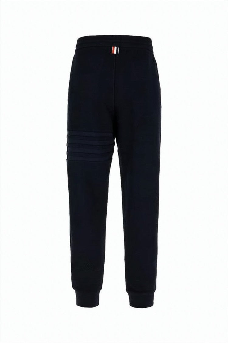 Cropped Black Jogger Pants with Ribbed Details and Drawstring Waistband