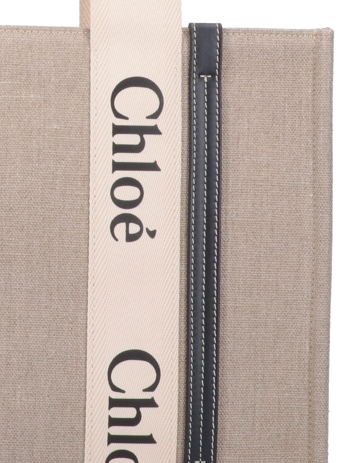 "Woody" Tote Bag, In Beige Linen