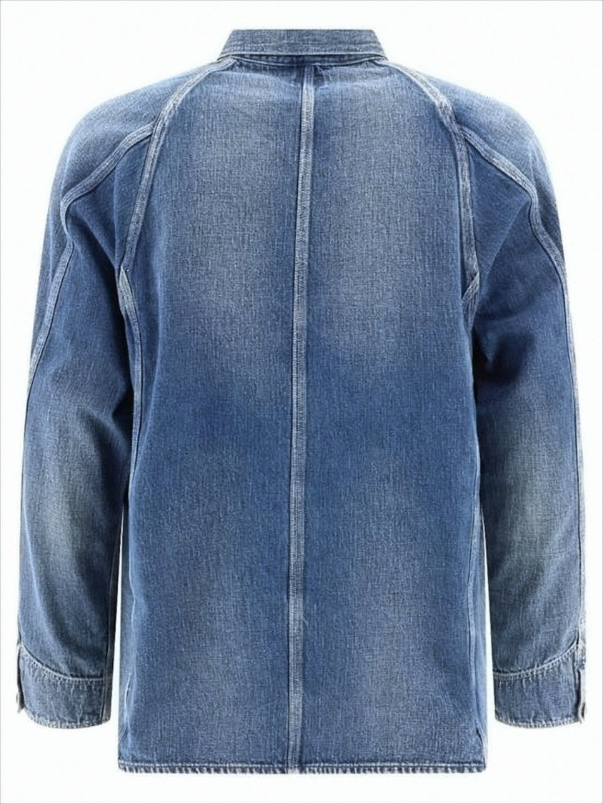 Relaxed Fit Denim Jacket With Vintage Wash And Patch Pockets