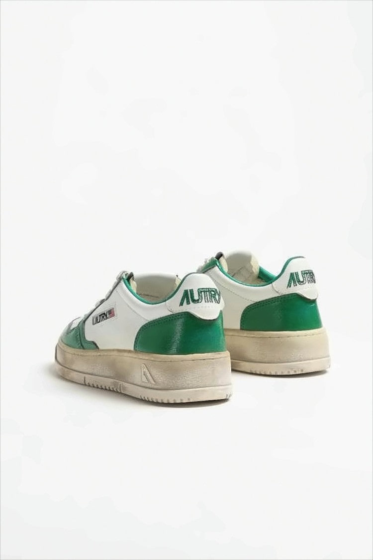 Low-Top Sneakers with Leather Overlays and Perforated Detailing