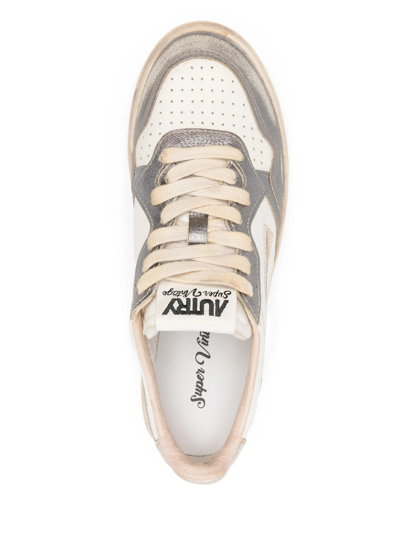 White Low-Top Sneakers With Perforated Design