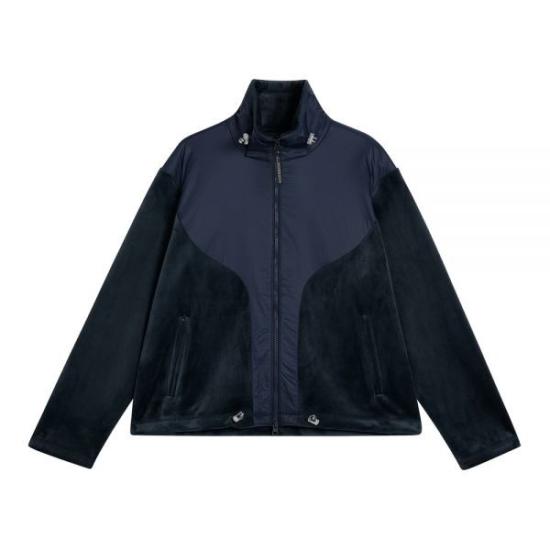 High Collar Jacket with Textured Fabric Panels