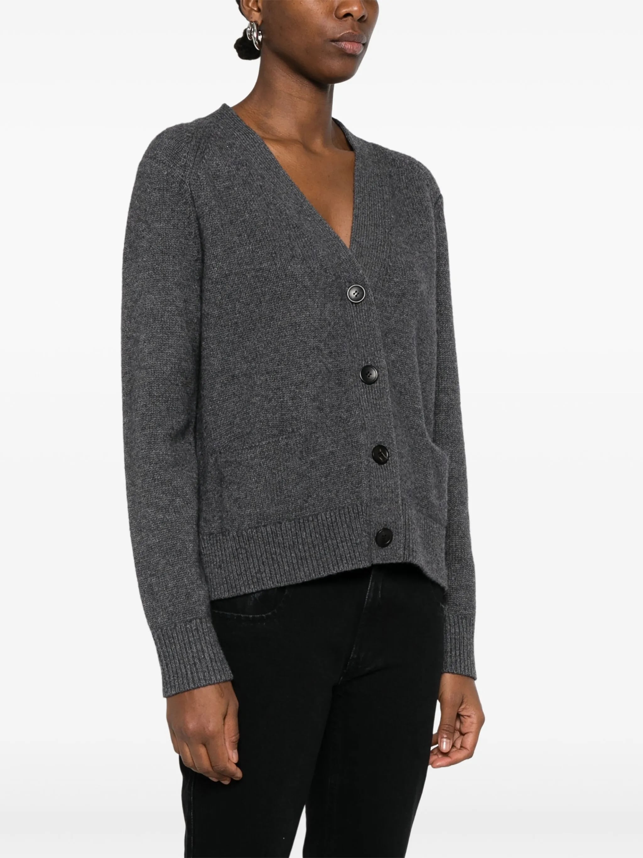 Grey Brat V-Neck Knitted Cardigan