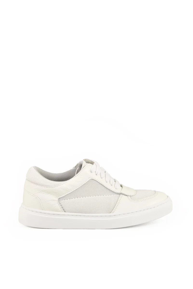 Low-Top White Sneakers with Leather