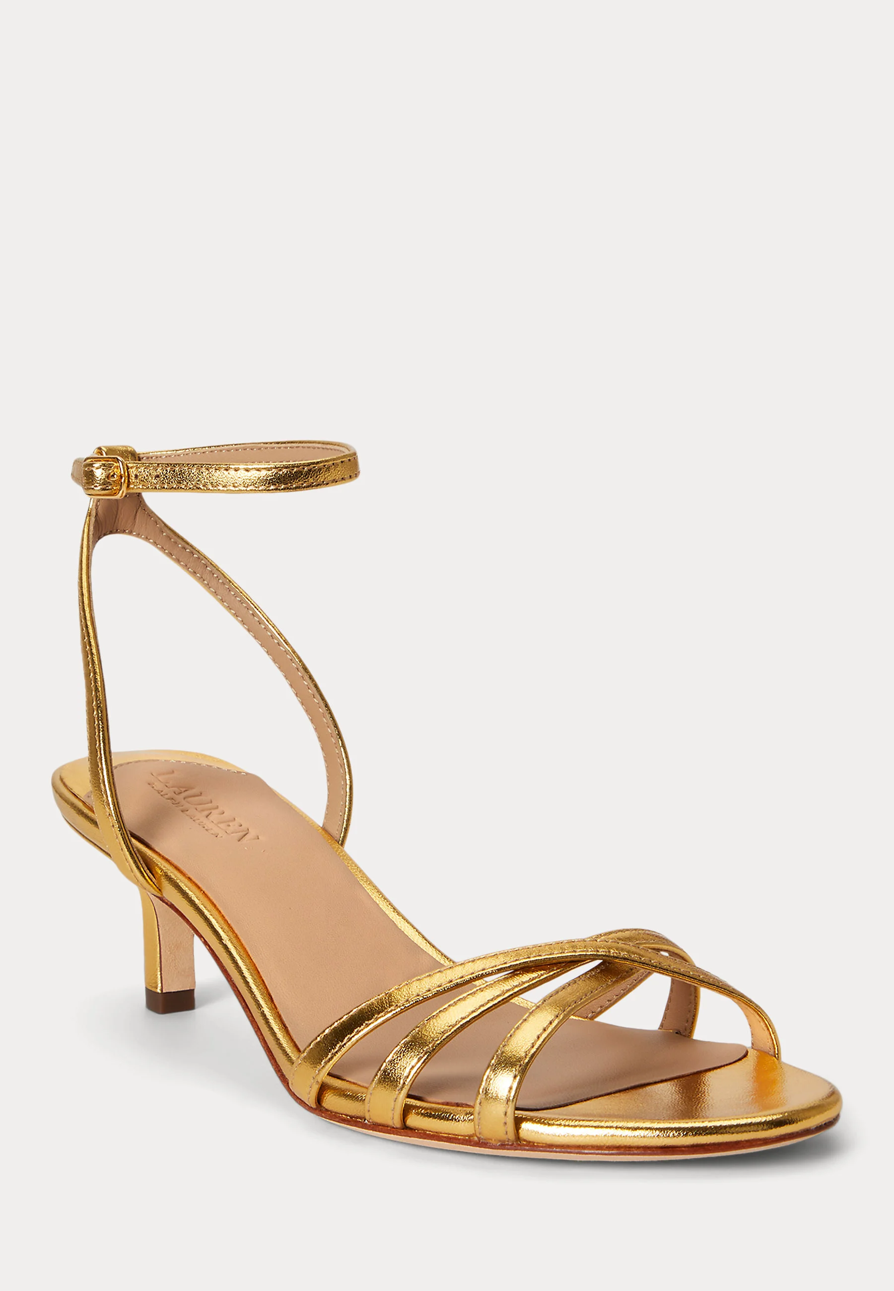 Yellow Metallic Nappa Heel Sandals
