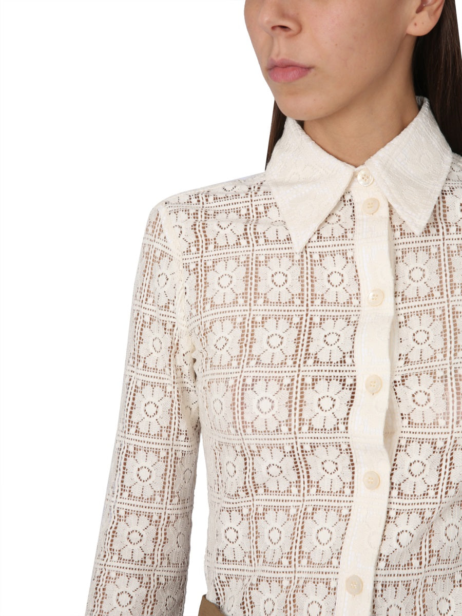 Pointed Collar Cotton-Nylon Blend Max Mara Shirt