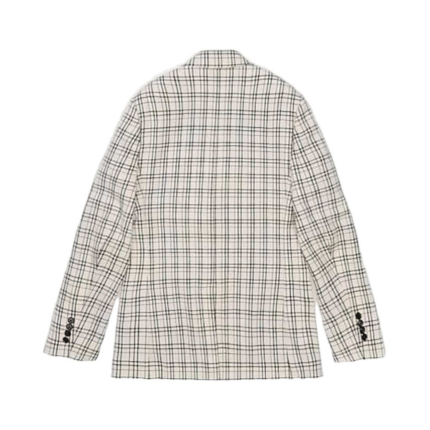 Tailored Plaid Wool Suit Jacket