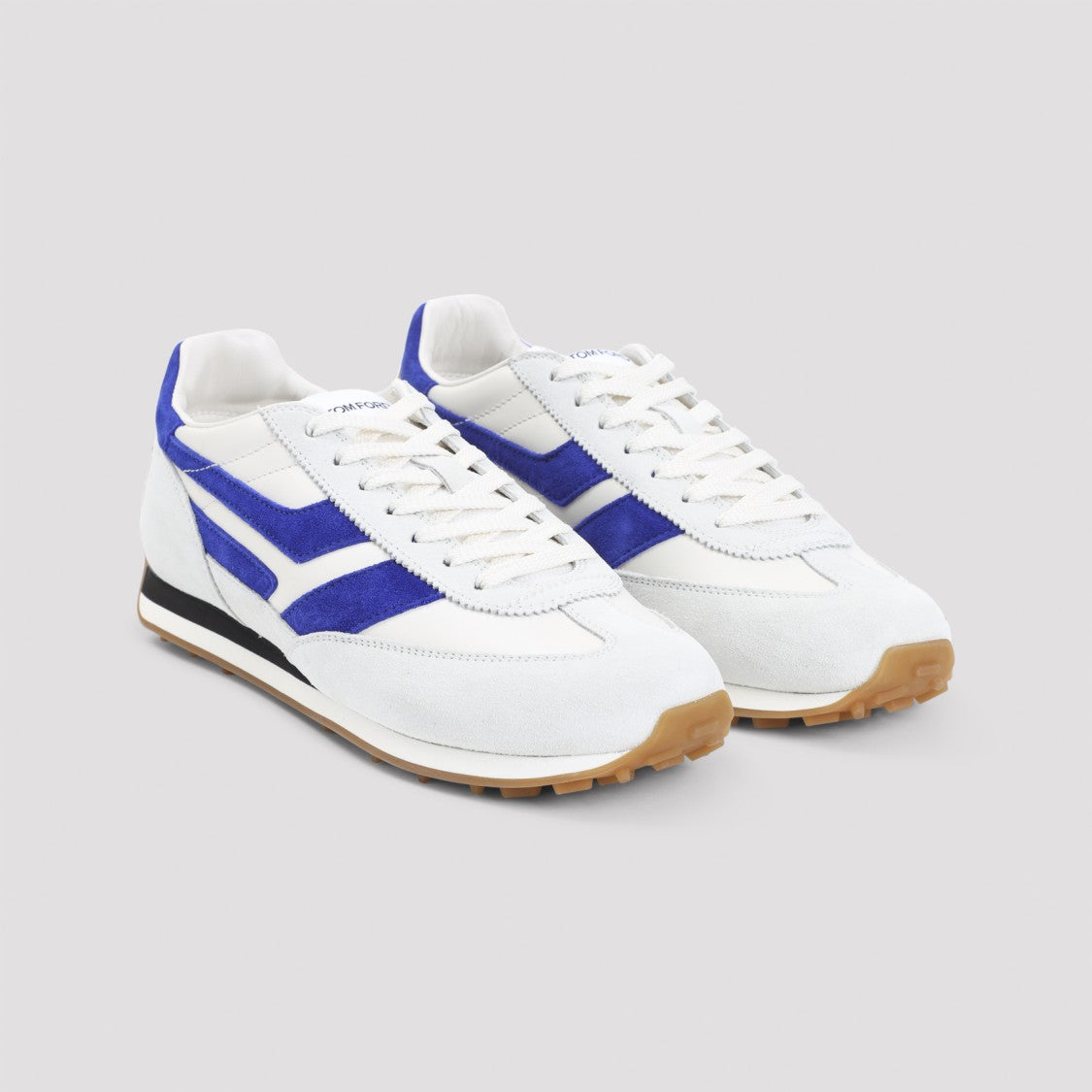 White Leather Sneakers with Purple Accents