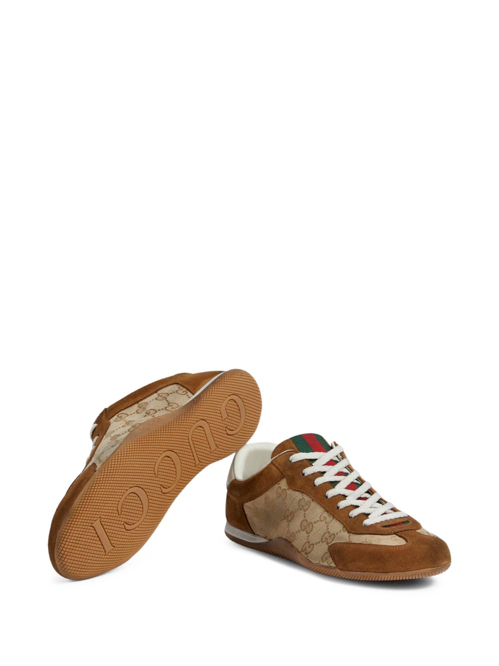 Monogram-Patterned Suede And Fabric Flat Shoes