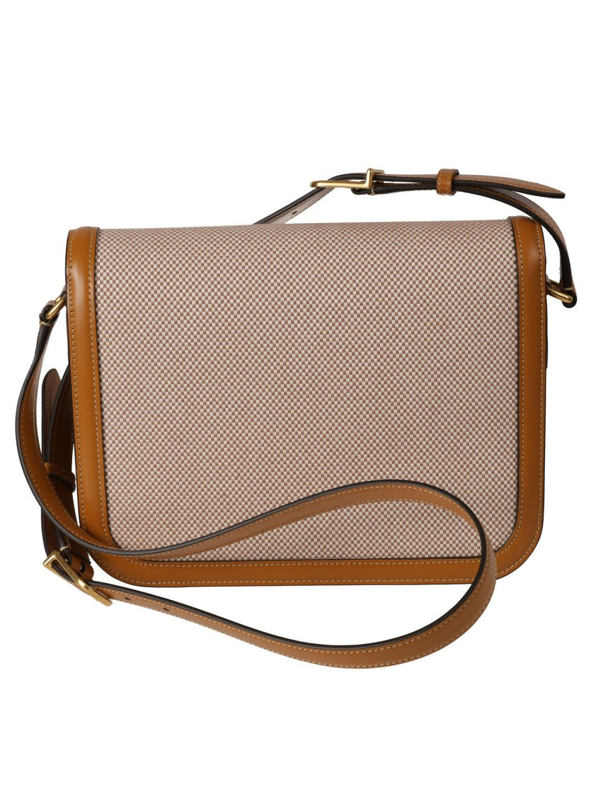 Structured Beige Calfskin Shoulder Bag