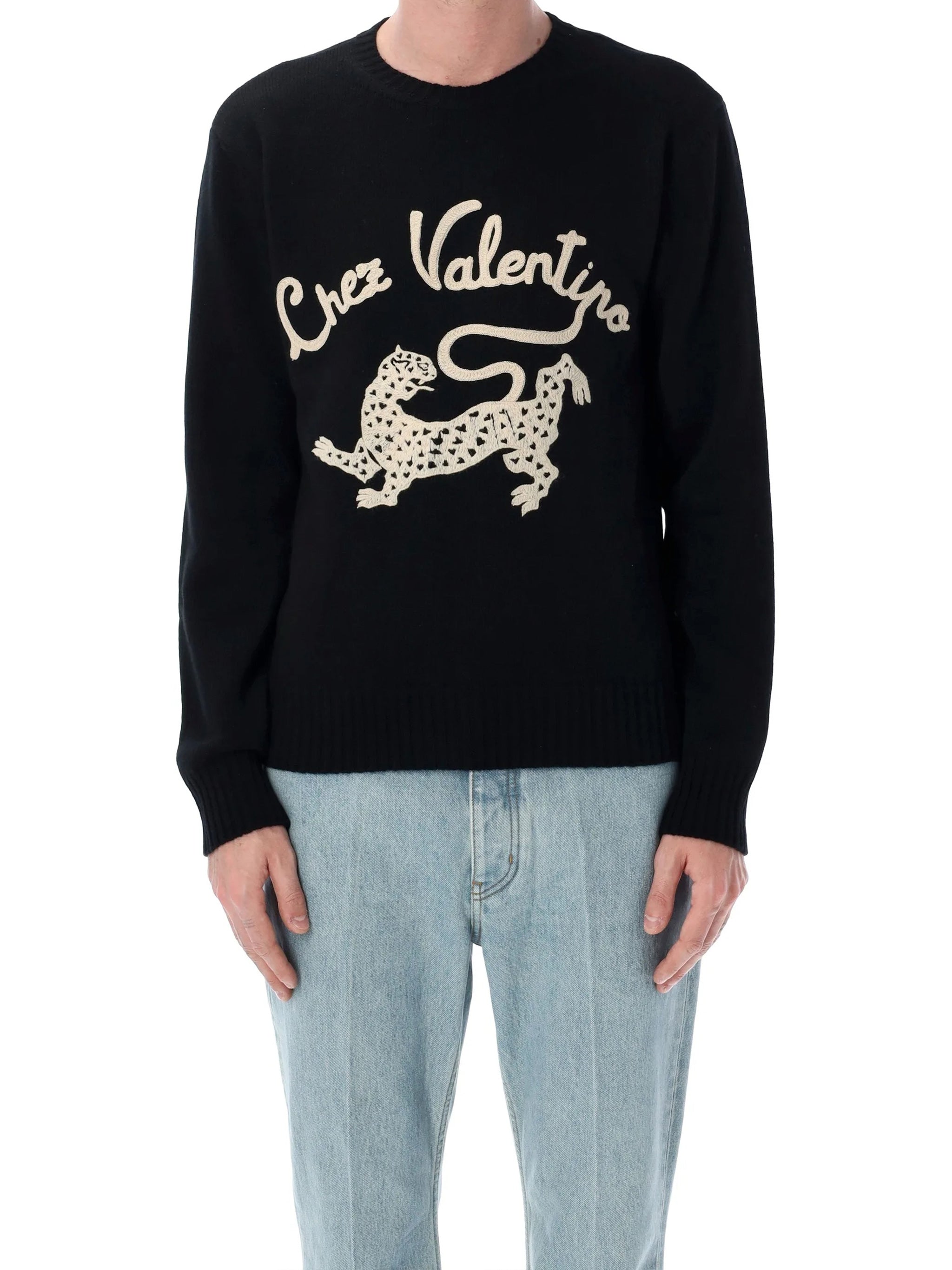 Cream Leopard Graphic Crewneck Sweater